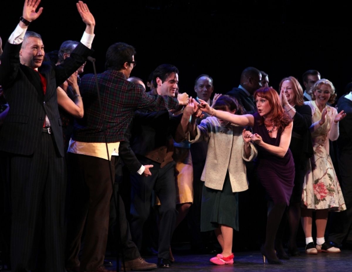 Gary Stevens, Jim Walton, Lin-Manuel Miranda, Lonny Price, Colin Donnell, Celia Keenan-Bolger, Ann Morrison & Betsy Wolfe with Members of the Original Broadway Cast & the Encores! Cast members  at 