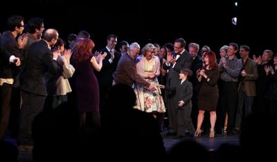Stephen Sondheim with Liz Callaway, Gary Stevens, Lin-Manuel Miranda, Lonny Price, Co Photo