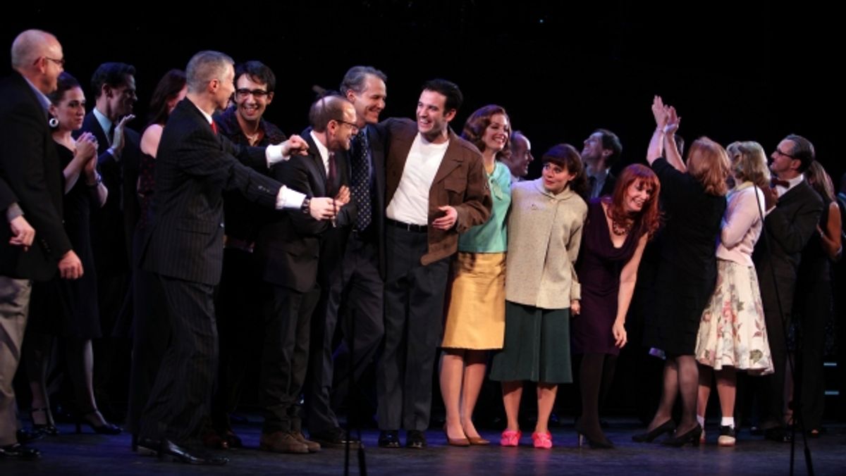 Gary Stevens, Jim Walton, Lin-Manuel Miranda, Lonny Price, Colin Donnell, Celia Keenan-Bolger & Ann Morrison with Members at 