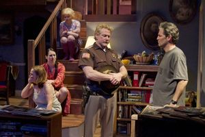 Barbara (Diane Kondrat). Johnna (Erin Cohenour), Jean (Abby Hart), Ronn Johnstone (Sheriff), and Bill (Bill Simmons) hear news about their missing father. @ BroadwayWorld Barbara (Diane Kondrat). Johnna (Erin Cohenour), Jean (Abby Hart), Ronn Johnstone (Sh Photo
