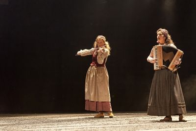 Songperson with Fiddle (Melanie Doane) and Songperson with Accordion (Tatjana Cornij) Photo