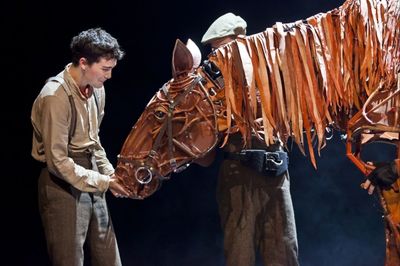 Albert Narracott (Alex Furber) with Joey (Adam Cook) Canadian cast 2012
 Photo