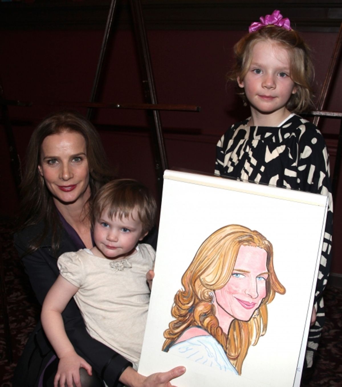 Rachel Griffiths with daughters Adalaila Griffiths and Clementine Griffiths at 