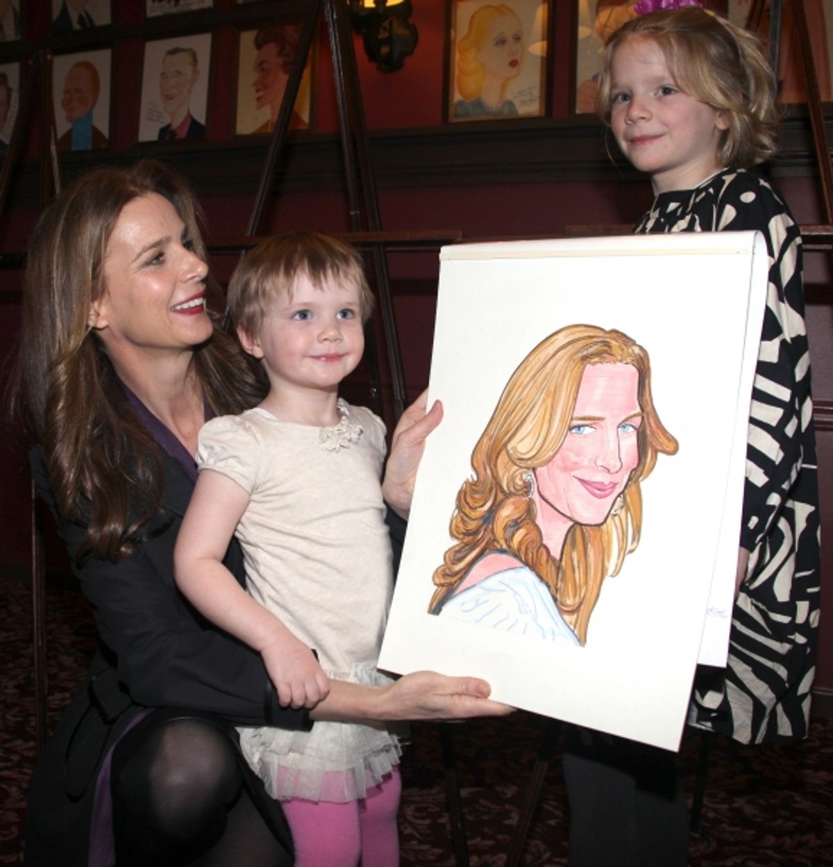 Rachel Griffiths with daughters Adalaila Griffiths and Clementine Griffiths at 
