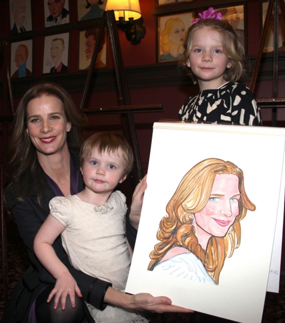 Rachel Griffiths with daughters Adalaila Griffiths and Clementine Griffiths at Sardi's Honors OTHER DESERT CITIES' Stacey Keach, Stockard Channing & Rachel Griffiths with Wall Caricatures!