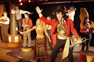 David Hathaway as the Ringmaster with the cast of BARNUM @ BroadwayWorld David Hathaway as the Ringmaster with the cast of BARNUM Photo
