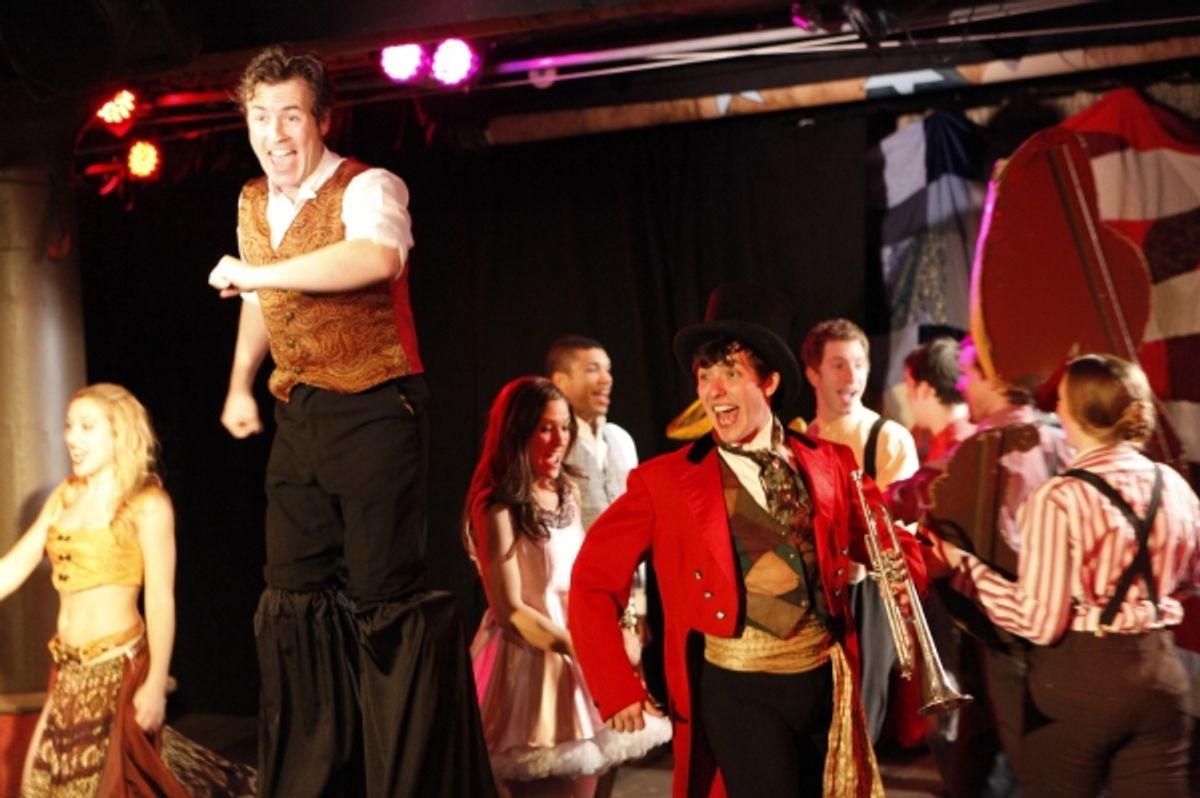 Jason Bowen as P.T. Barnum and the cast of Quest Theatre Ensemble's BARNUM at 