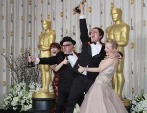 Ellie Kemper, filmmakers William Joyce and Brandon Oldenburg, and actress Wendi McLen Photo