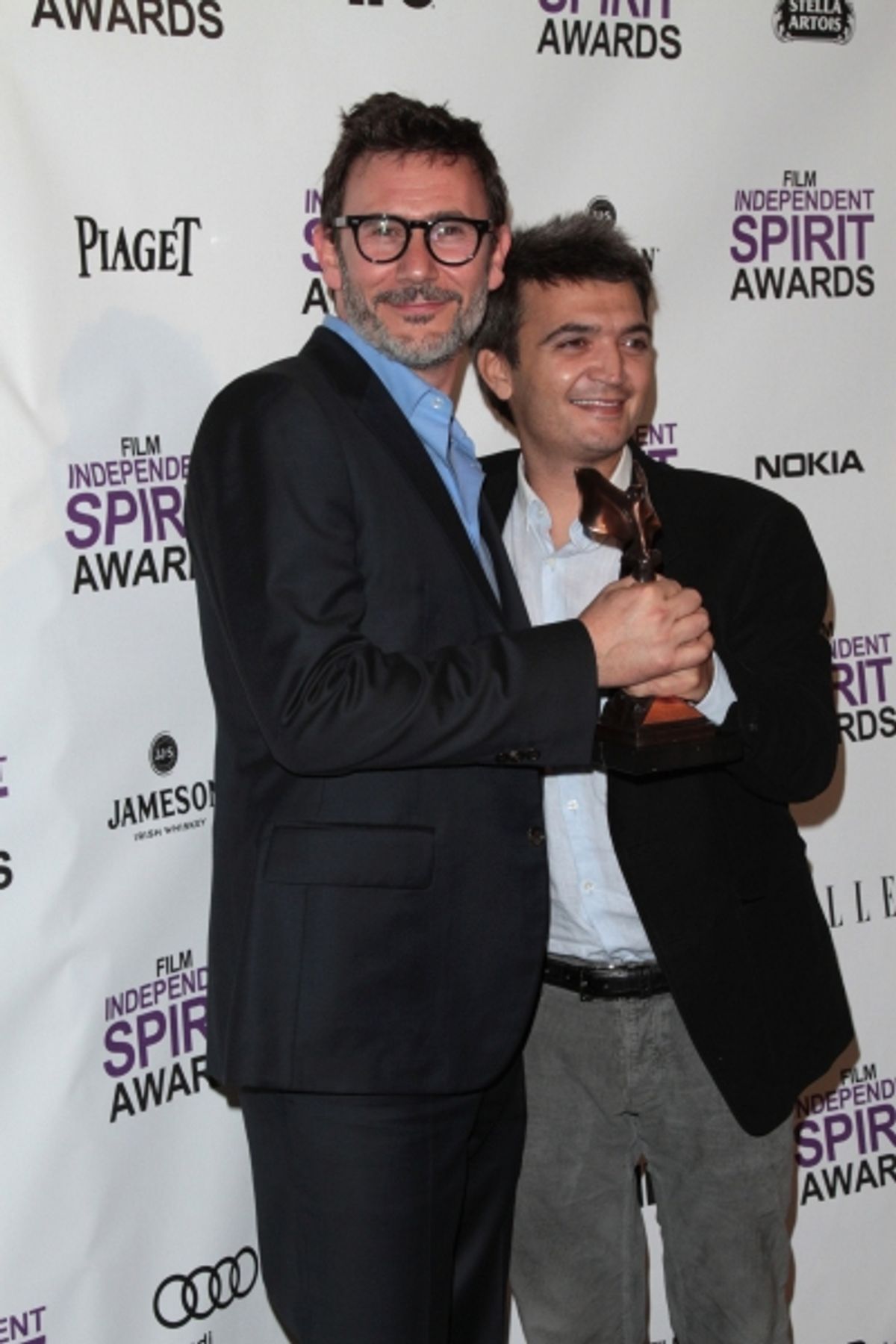 Michel Hazanavicius & Thomas Langmann  pictured at the 2012 Film Independent Spirit Awards Press Room in Santa Monica, Ca February 25, 2012 Ã‚Â© RD / Orchon / Retna Digital at 