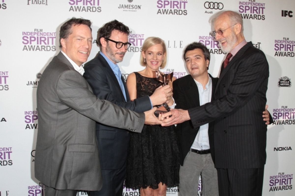 Richard Middleton, Michel Hazanavicius, Penelope Ann Miller,Thomas Langmann & James Cromwell pictured at the 2012 Film Independent Spirit Awards Press Room in Santa Monica, Ca February 25, 2012 Ã‚Â© RD / Orchon / Retna Digital at 