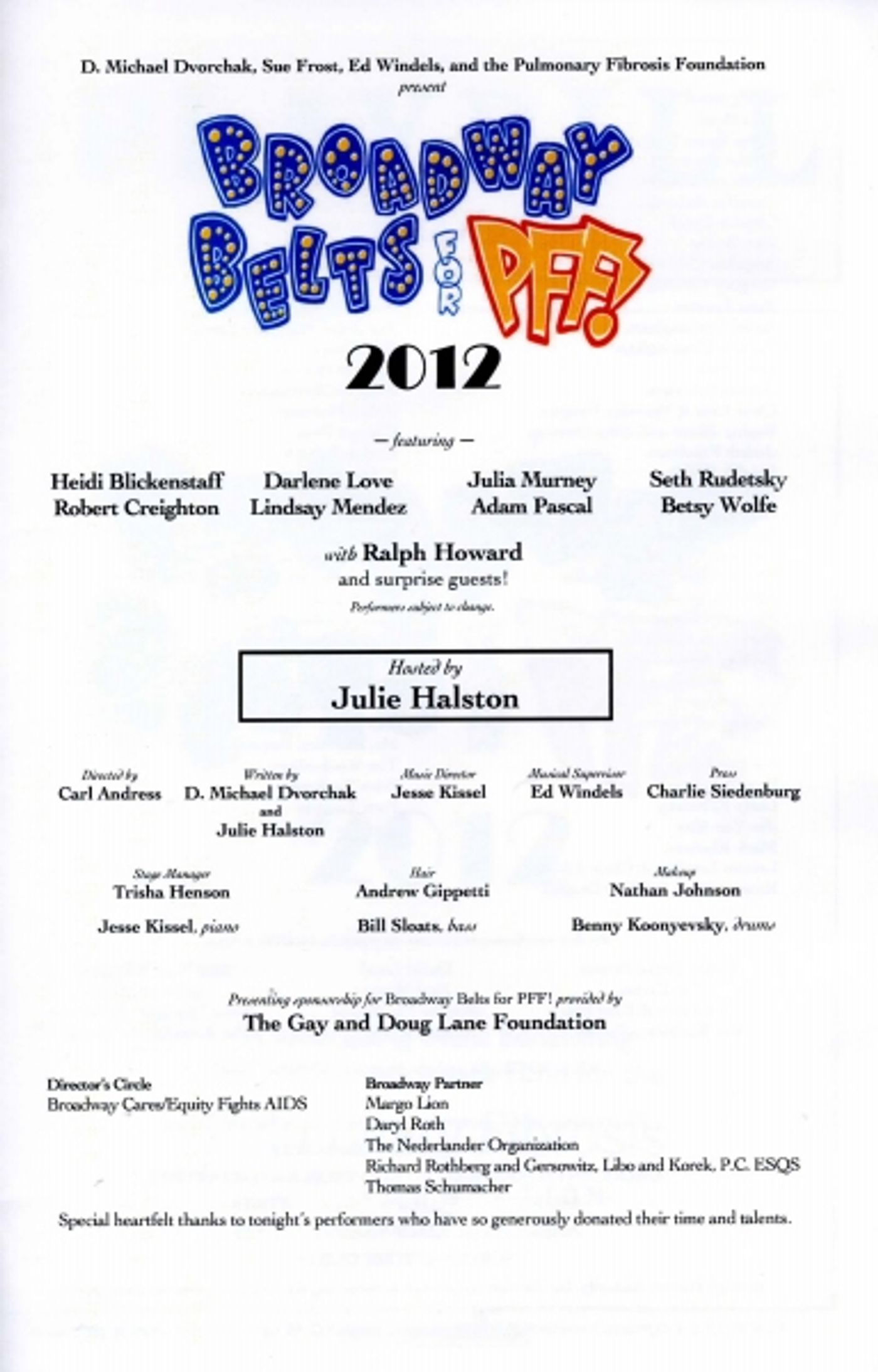 Photo Coverage: Joel Grey, Adam Pascal & More Sing 'Broadway Belts for PFF!'  Image