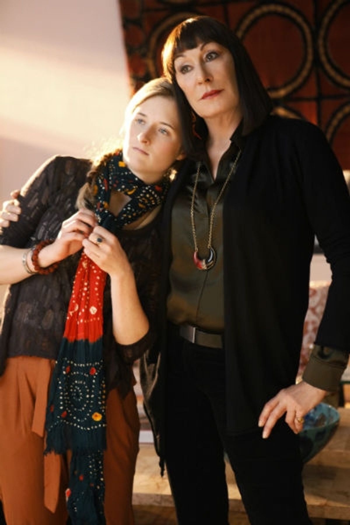 Grace Gummer and Angelica Huston at 