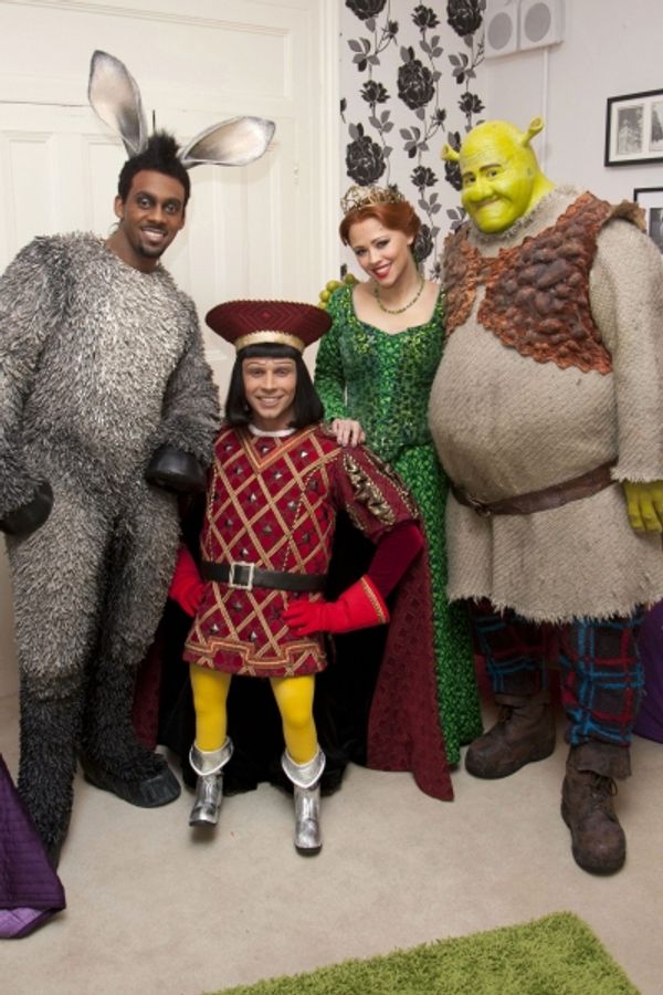 Richard Blackwood, Neil McDermott, Kimberley Walsh and Dean Chisnall'Shrek the Musica Photo