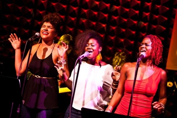 Emmy Raver-Lampman, Phyre Hawkins and Lulu Fall. Photo Credit: Kevin Thomas Garcia Photo