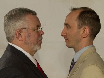 Gordon McCall as Dr. Sigmund Freud and Scot Greenwell as C. S. Lewis Photo
