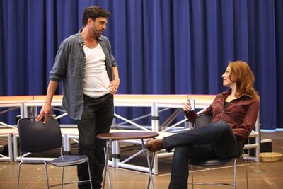 Raul Esparza & Jessica Phillips performing in the 'Leap Of Faith' Press day Preview a Photo