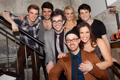 The cast of 35mm with creators Matthew Murphy and Ryan Scott Oliver Photo