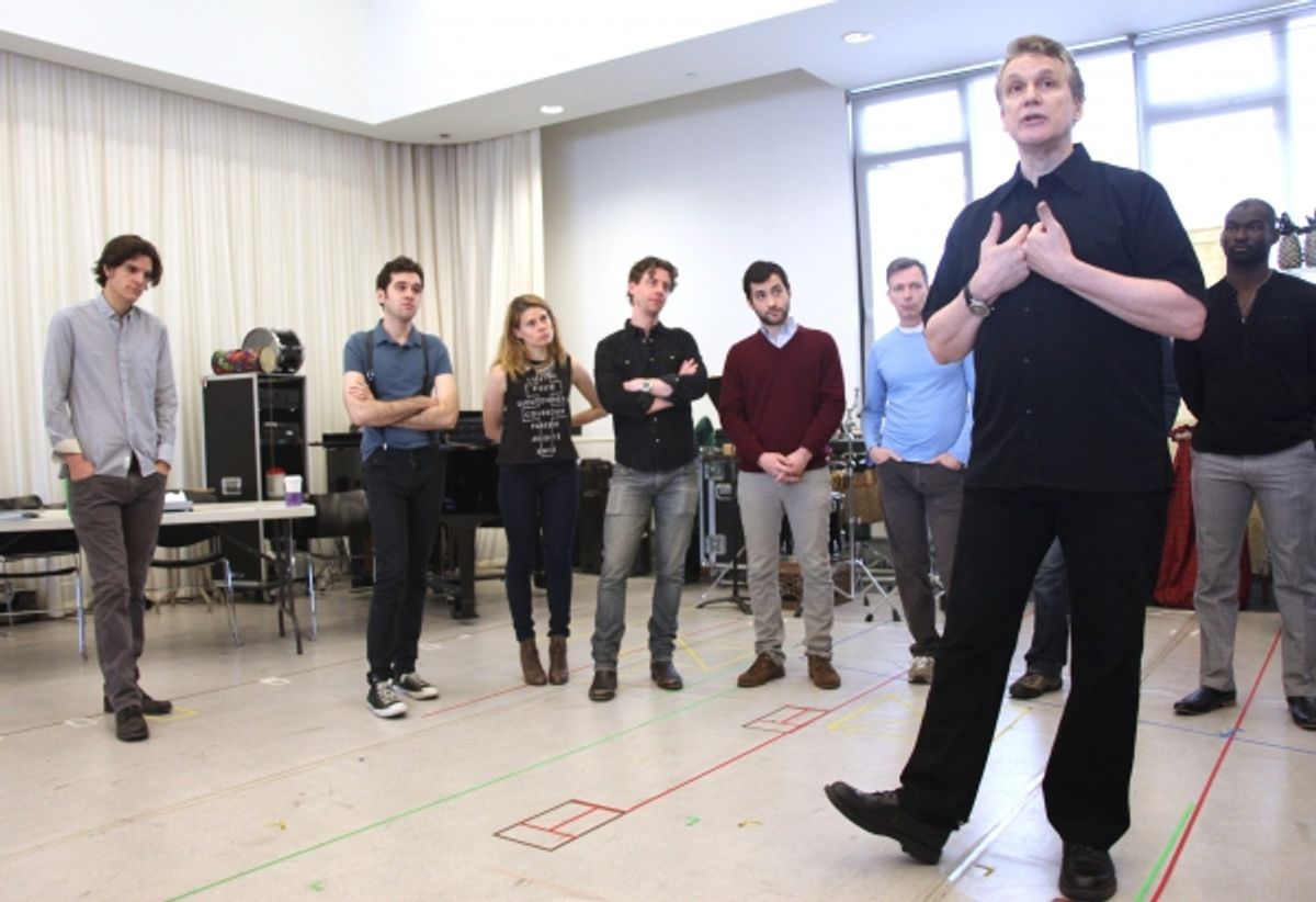 Alex Timbers (Director) & Rick Elice (Playwright)  with Ensemble Cast at 