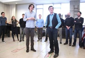 Alex Timbers (Director) & Roger Rees (Director) with Ensemble Cast Photo