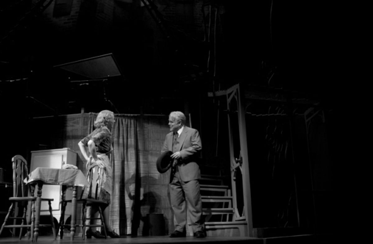 Linda Emond and Philip Seymour Hoffman at 