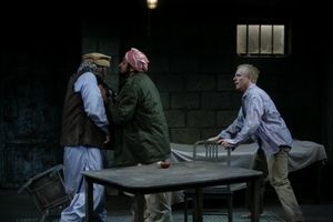 Ahmed Hassan as Dar, Bhavesh Patel as Bashir and John Hickok as Nick @ BroadwayWorld Ahmed Hassan as Dar, Bhavesh Patel as Bashir and John Hickok as Nick Photo