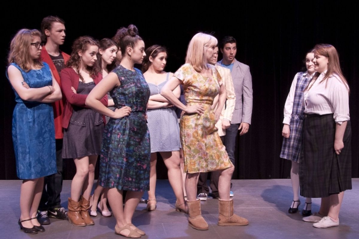 Sabella Lichtman, Dan Johnson, Julia Procaccino, Meredith Bleemer, Shannon Brueckner, Nicole Erkoboni, Vicky Wyman, Parker Harris, Ben Menahem, Megan Sherow, and Kristen Kane starring as Tracy Turnblad. at 