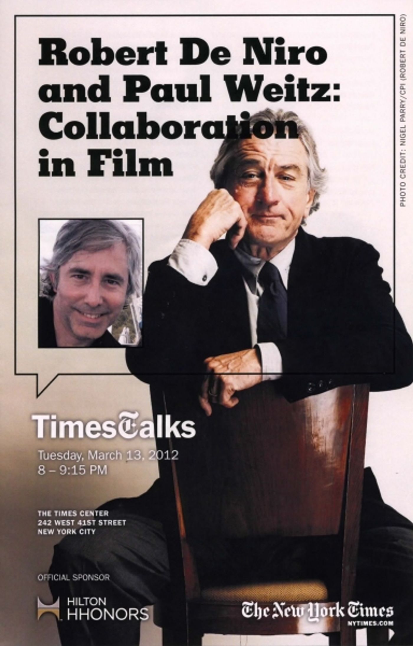 Photo Coverage: Robert De Niro & Paul Weitz Talk BEING FLYNN at TimesTalks  Image