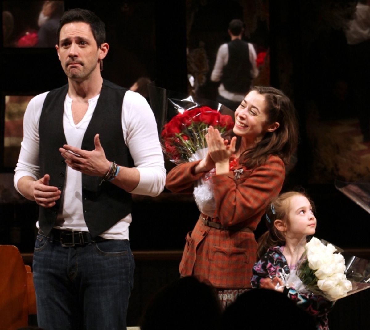 Steve Kazee, Cristin Milioti &amp; Ripley Sobo  at 