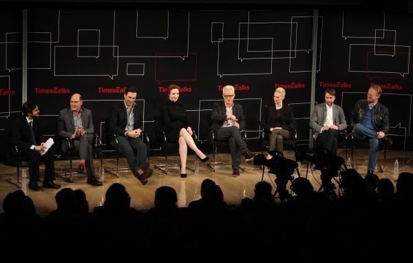 Reporter Dave Itzkoff, Matthew Weiner, Jon Hamm, Christina Hendricks, John Slattery,  Photo