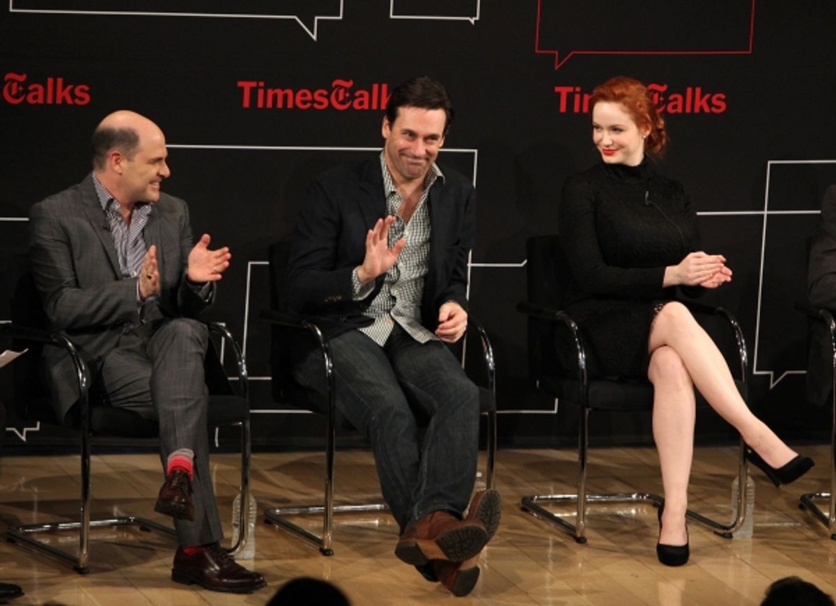 Matthew Weiner, Jon Hamm, Christina Hendricks  at 