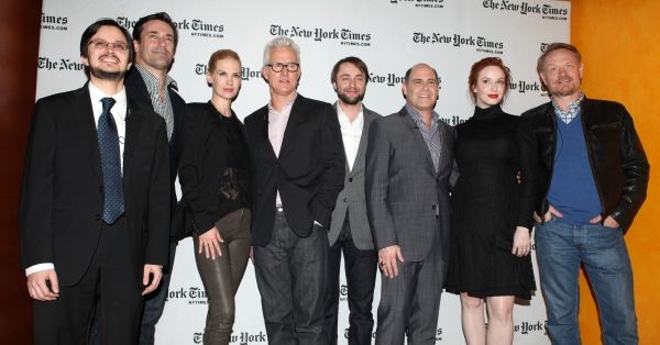 Reporter Dave Itzkoff, Jon Hamm, January Jones, John Slattery, Vinceny Kartheiser, Ma Photo