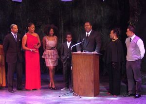 Wren T. Brown of Ebony Repertory Theatre accepts the McCulloh Award for Revival for A Raisin in the Sun, with members of the company. @ BroadwayWorld Wren T. Brown of Ebony Repertory Theatre accepts the McCulloh Award for Revival for A Photo