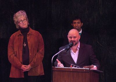 David Wiener (Extraordinary Chambers) accepts the Ted Schmitt Award for the world pre Photo