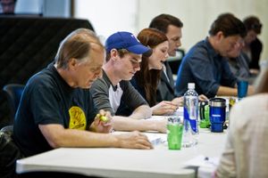 Keith Carradine, Jay Armstrong Johnson, Allison Case, Jarrod Emick, and Hunter Foster @ BroadwayWorld Keith Carradine, Jay Armstrong Johnson, Allison Case, Jarrod Emick, and Hunter Foster Photo