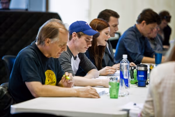 Keith Carradine, Jay Armstrong Johnson, Allison Case, Jarrod Emick, and Hunter Foster Photo