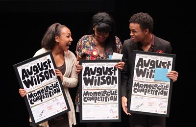 The top three finalists Tyler Edwards, Jasmine Hogan and Christopher Smith accept the Photo