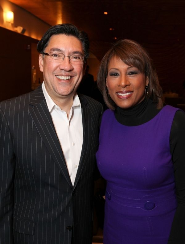 Wells Fargo's Angel Zapata (L) and Master of Ceremonies Pat Harvey (R)
 Photo