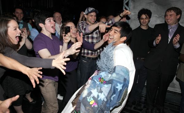 Aaron J. Albano with Andy Richardson, Kara Lindsay, Jeremy Jordan & Company Photo