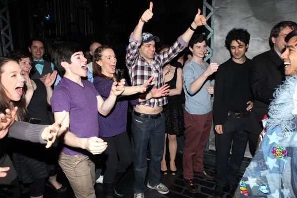 Aaron J. Albano with Andy Richardson, Kara Lindsay, Jeremy Jordan & Company Photo