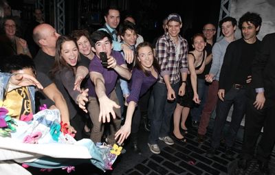 Aaron J. Albano with Andy Richardson, Kara Lindsay, Jeremy Jordan & Company Photo