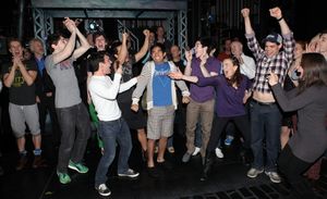 Aaron J. Albano with Ryan Steele, Tommy Bracco, Ben Fankhauser, Alex Wong, Kyle Coffman, Andy Richardson, Kara Lindsay, Jeremy Jordan & Company @ BroadwayWorld Aaron J. Albano with Ryan Steele, Tommy Bracco, Ben Fankhauser, Alex Wong, Kyle Coffm Photo