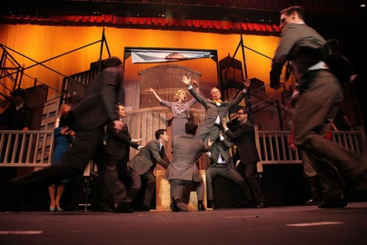 Mayor Michael Bloomberg and the cast of HOW TO SUCCEED at 