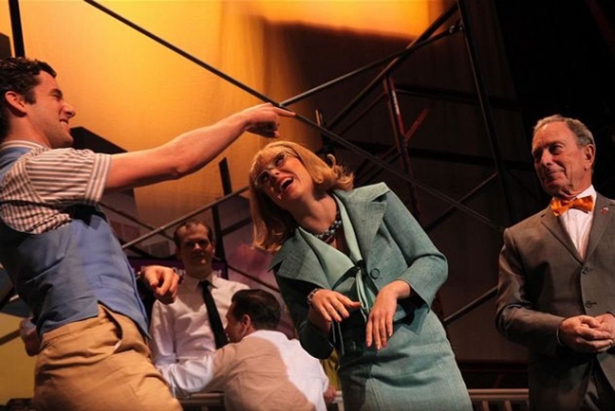 Mayor Michael Bloomberg and the cast of HOW TO SUCCEED at 