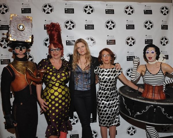 Cirque du Soleil's Iris characters pose with Jazz singer Tierney Sutton (Center-Left) Photo