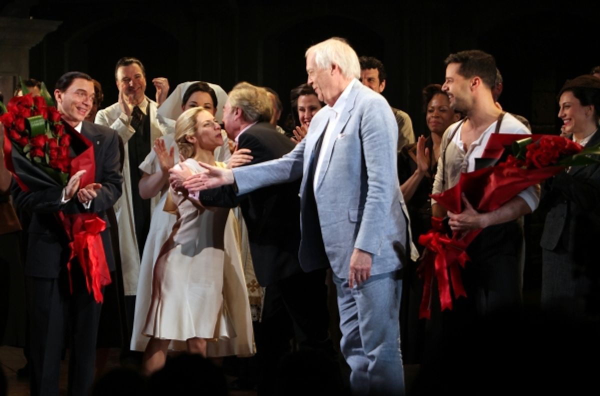 Michael Cerveris, Elena Roger, Andrew Lloyd Webber, Tim Rice, Ricky Martin & Max Von Essen with the Company at 