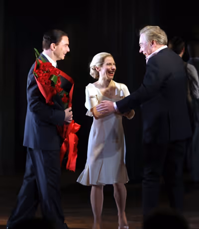 Michael Cerveris & Elena Roger with Andrew Lloyd Webber Photo