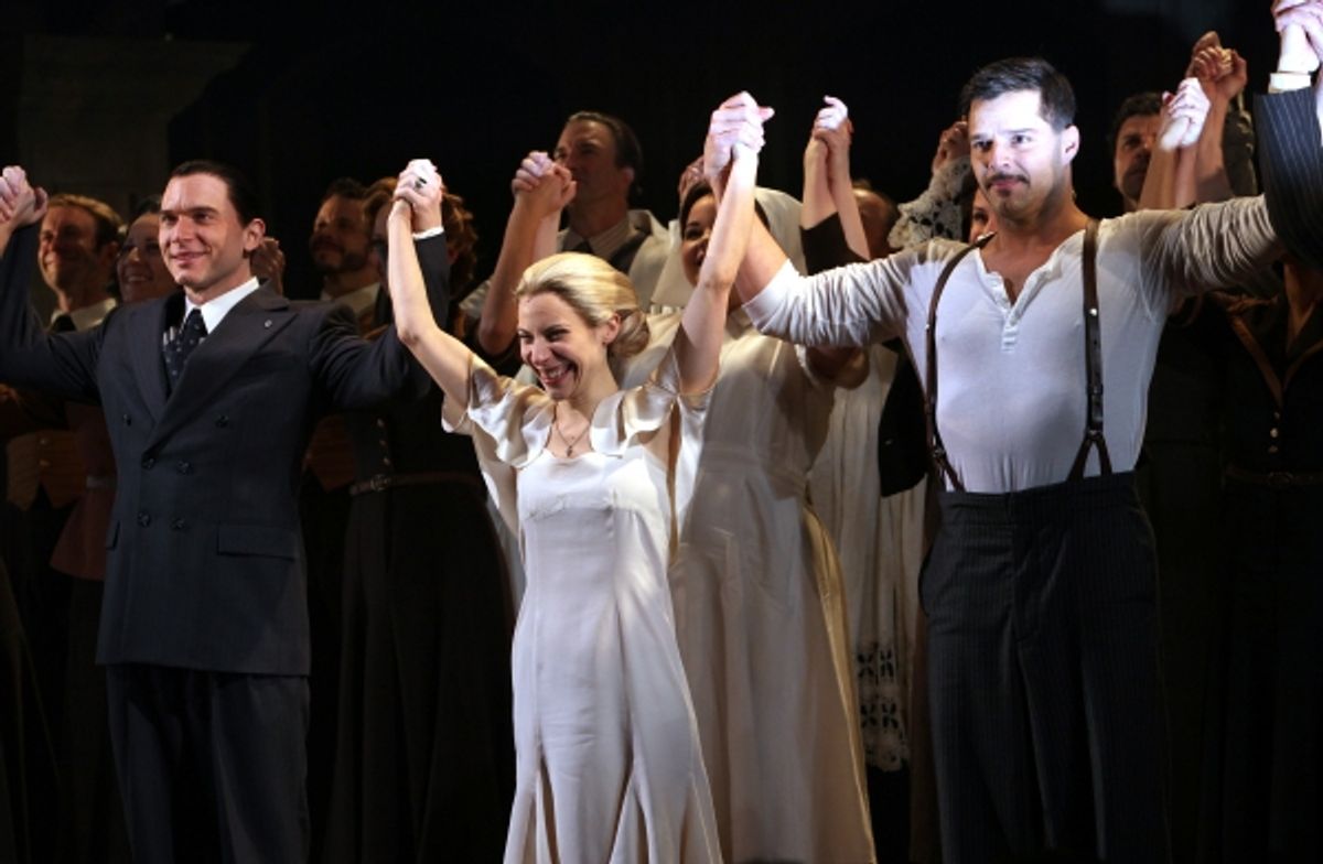 Michael Cerveris, Elena Roger, Ricky Martin with the Company at 