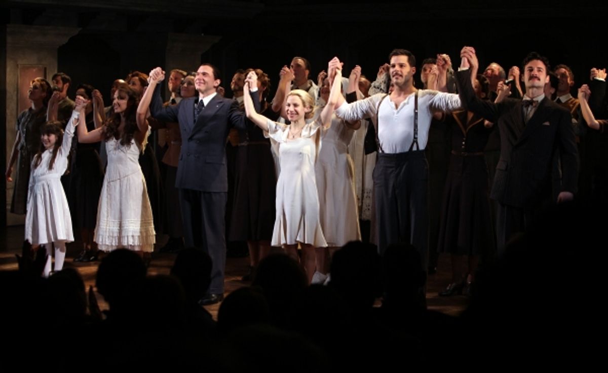 Rachel Potter, Maya Jade Frank, Michael Cerveris, Elena Roger, Ricky Martin & Max Von Essen  with the Company at 