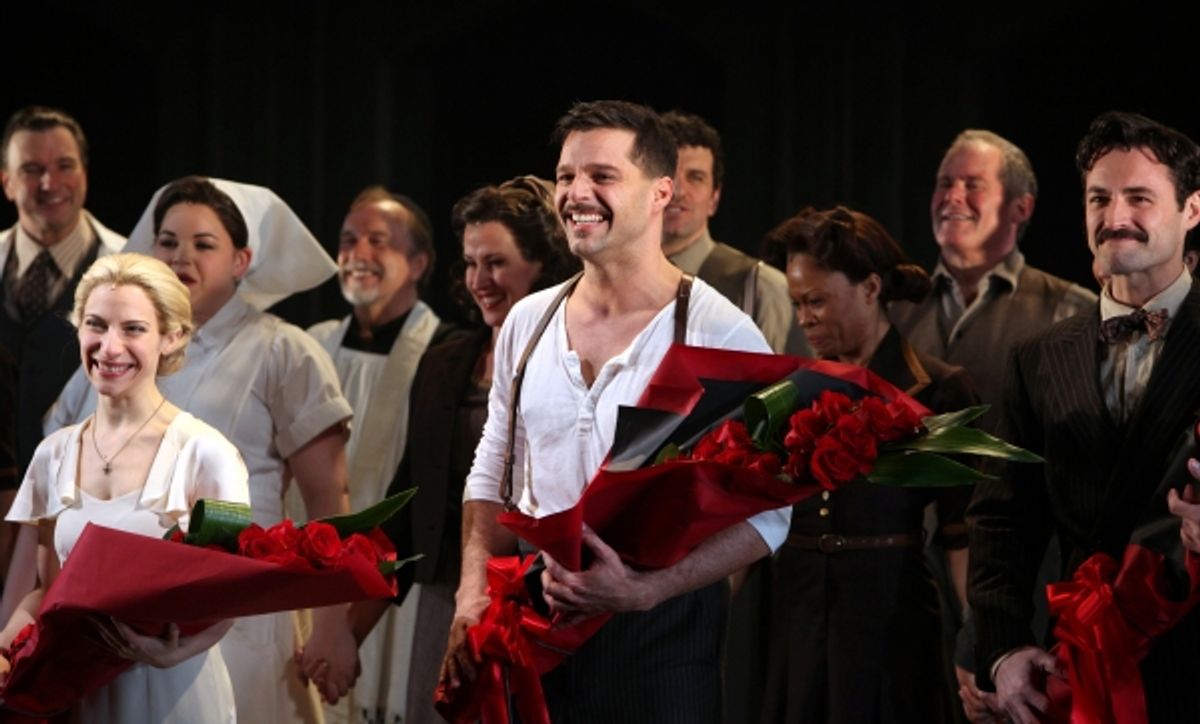 Elena Roger, Ricky Martin & Max Von Essen with the Company at 
