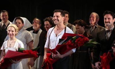 Elena Roger, Ricky Martin & Max Von Essen with the Company Photo
